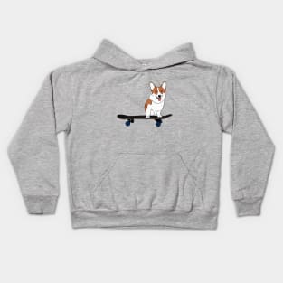 Corgi on Skateboard Kids Hoodie